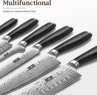 7-Pc Knife Set with Magnetic Knife Holder, Japanese Chef Knife Set | Ultra Sharp High Carbon Powder Steel Kitchen Knives Set, Professional Chef'S Knives with Ergonomic Pakkawood Handle4