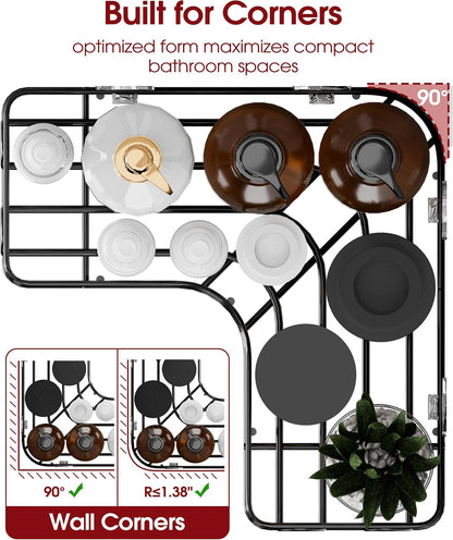 Corner Shower Caddy, Large, 3-Pack, Soap Holder & Hooks, Black5