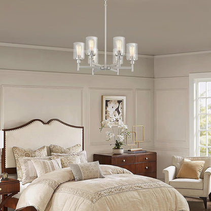 6-Light Brushed Nickel Chandeliers for Dining Room Light Fixture6