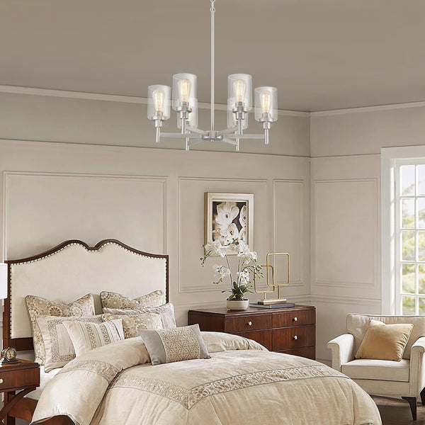 6-Light Brushed Nickel Chandeliers for Dining Room Light Fixture6