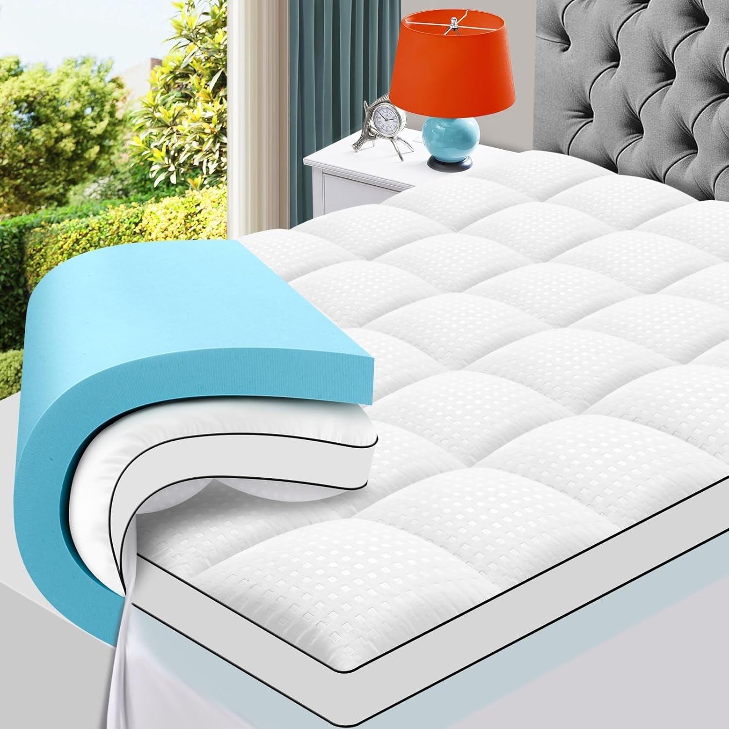 king-size-dual-layer-4-inch-memory-foam-mattress-topper-2-inch-gel-memory-foam-and-2-inch-cooling-pillow-top-mattress-pad-cover-for-back-pain-medium-support