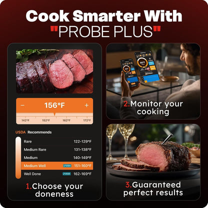Smart Bluetooth Wireless Meat Thermometer Digital, 0.5S Instant Read | NIST ±0.5°F Food Thermometer,2-In-1 100H Battery Fast Charge Base, APP Control & Custom Menu for BBQ, Grill, Smoker, Oven3
