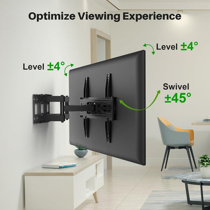 Full Motion TV Wall Mount for Most 32-70 Inch Tvs up to 99 Lbs, Wall Mount Bracket with Dual Articulating Arms, Swivel, Tilt, Max VESA 400X400Mm, TV Mount Fits 12”/16” Wood Studs3