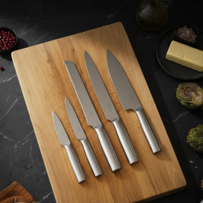 6-Piece Stainless Steel Cutlery Knife Set with Magnetic Storage Board, Dishwasher-Safe Knives | Cutlery Knife Set with Magnetic Storage Board, Stainless Steel Blades, Dishwasher Safe, 6 Pieces4