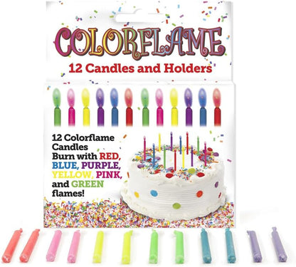 Amazing  Multicolor Happy Birthday Candles and Holders (12 Count),Unscented2