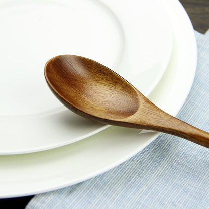 9 in Wooden Spoons for Eating, 6Pcs Japanese Natural Soup Spoons | Wooden Spoon for Cooking Mixing Stirring Honey Tea Soda Dessert,Coconut Bowl,Korean Wooden Spoons4