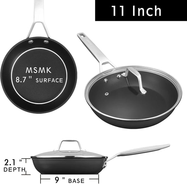 11 Inch Nonstick Frying Pan with Lid, Grey Large Cooking Pan Skillet | Non Toxic, Even Heating, Easy Clean, Dishwasher & Oven Safe, Suitable for Gas & Electric & Induction Stoves, PFOA & PFAS Free8