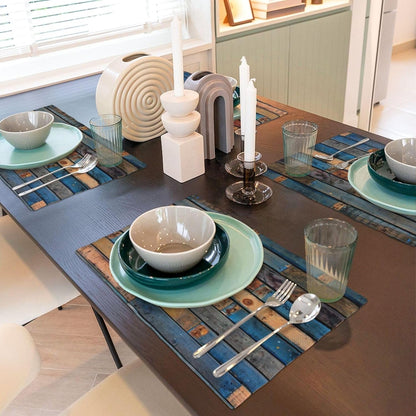 Blue Timber Rustic Wooden Vintage Placemats Set of 44