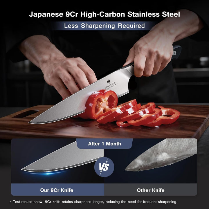 10 PCS Japanese Kitchen Knife Set, Dishwasher Safe | 5 Layers High Carbon 9Cr18Mov Stainless Steel, Ultra-Sharp Professional Chef Cooking Knife with Knife Sheath+2