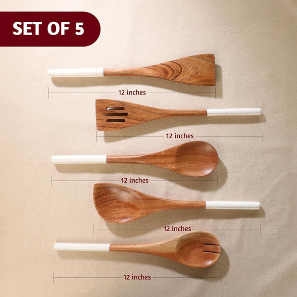 Premium Wooden Spoons for Cooking,Kitchen Utensils Set of 5(12")4