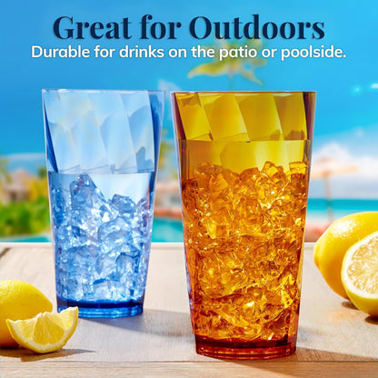 Optix Plastic Reusable Drinking Glasses (Set of 8) 20Oz Water Cups in Jewel Tone Colors | Bpa-Free Tumblers, Made in USA | Top-Rack Dishwasher Safe7