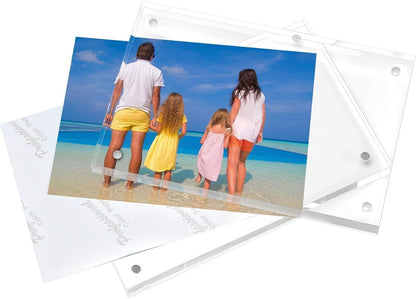 Acrylic Picture Frame 4X6,Clear Freestanding Double Sided 20Mm Thickness Frameless Magnetic Photo Frames Desktop Display with Gift Box Package(5 Pack)3