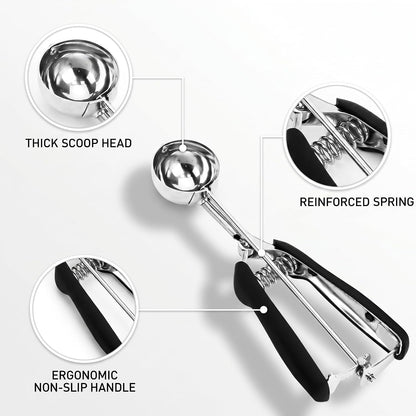 Ice Cream Scoop, 18/8 Stainless Steel Cookie Scoop, Cookie Scoops for Baking, 2 Tbsp/ 30 Ml/ 1 Oz Cookie Dough Scoop, Ice Cream Scooper with Trigger Release, Cookie Scooper for Baking2