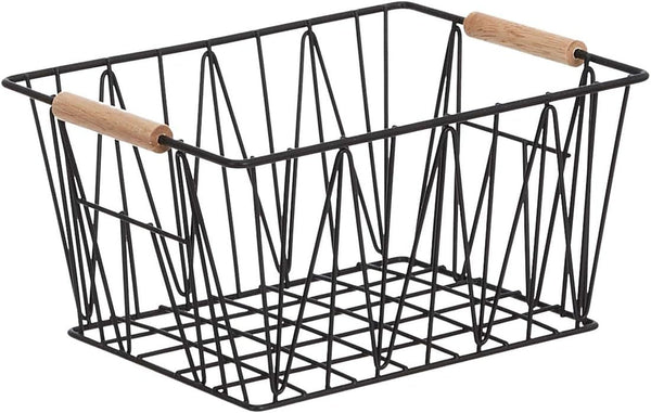 Stackable Rectangular Wire Storage Baskets for Closet Organization, Set of 3, Multipurpose Home Organizer, Black2