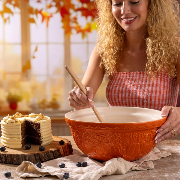 in the Pumpkin Patch S12 Mixing Bowl Stoneware, 4.25 Qt, Embossed Pumpkin Design (Persimmon)2