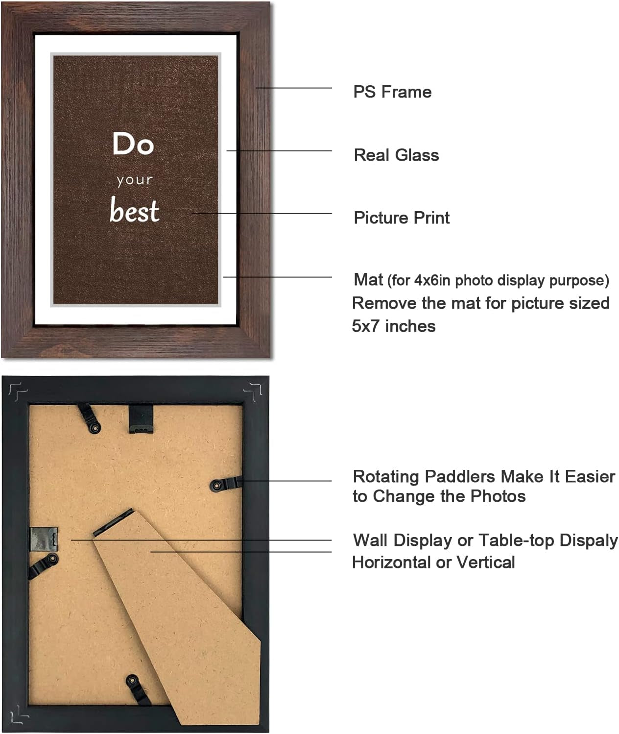 5x7-walnut-picture-frame-set-of-3-with-real-glass-for-pictures-4x6-with-mat-or-5x7-without-mat-wall-or-tabletop-gallery-photo-frames