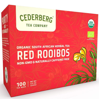 Red Rooibos Tea 100 Teabags USDA Organic - Naturally Caffeine Free -1