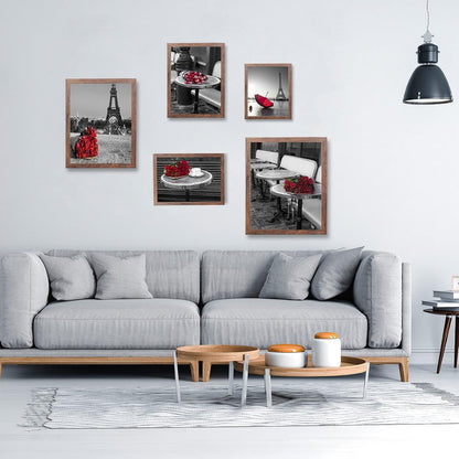 5X7 Picture Frames Set of 10, Wooden Picture Frame Set with Display Box, Rustic Style Antique Brown Wood Grain Photo Frame Suitable for Desktop Display and Wall Decoration.6