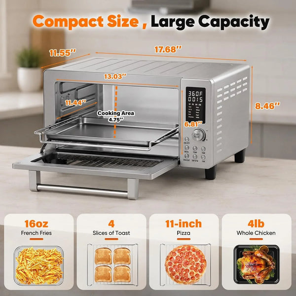 Bravo Pro Convection Air Fryer Toaster Oven Combo | 2026 New Improved,10-In-1, 50°-450°F Control, Quick Even Crisp Tech, 21Qt, PFAS Free, Stainless Steel2