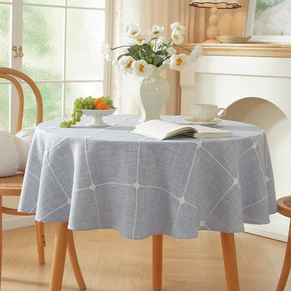 Linen Blue Table Cloth round Gingham Tablecloth 53 Inch2