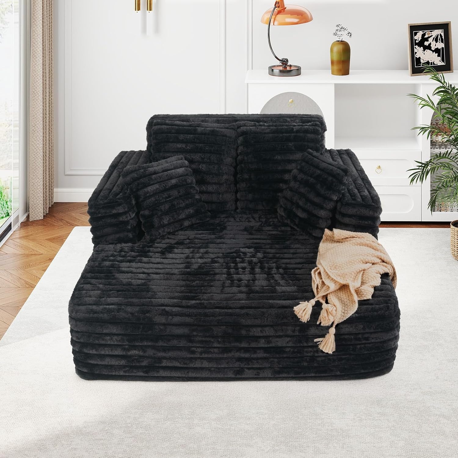 56-oversized-chaise-lounge-chair-indoor-plush-faux-fur-sleeper-sofa-couch-bed-with-pillows-wide-armrests-fluffy-comfy-cloud-couch-compression-foam-couch-for-living-room-bedroomblack