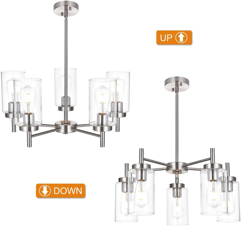 contemporary-5-light-large-chandeliers-modern-clear-glass-shades-pendant-lighting-brushed-polished-nickel-dining-room-lighting-fixtures-hanging-adjustable-wire-semi-flush-ceiling-lights