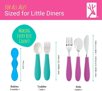 Baby/Toddler Silverware with Silicone Handles | 6Pcs | Kids Utensils | Stainless Steel Cutlery | Spoons + Forks | Childrens Flatware | Dishwasher Safe5