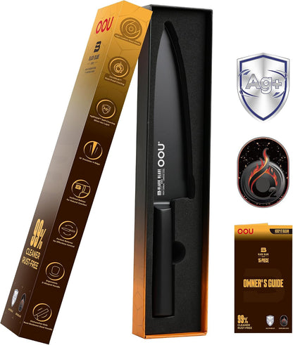 ® Black Blade 8 Inch Chef Knife with Agshield™ & Cerablack™ Technology, Rust-Resistant & Easy-Clean Finish, High Carbon Stainless Steel for Meat & Vegetables8