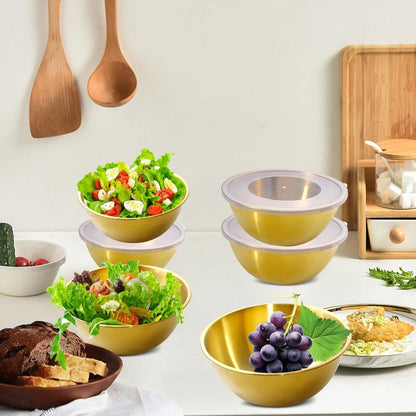 14 Pcs 6.69 in Gold Mixing Bowls with 16 Pcs Airtight Lids3