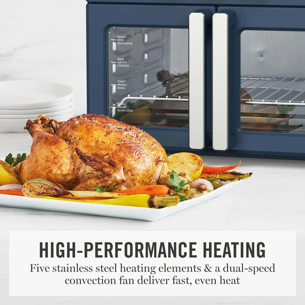French Door Air Fryer Toaster & Convection Oven 34QT, Indigo | 12-In-1 Countertop Oven, Bake, Broil, Roast, Fits 12” Pizza, Dehydrate, Air Fry Basket, Oven Rack, Rotisserie, Blue6