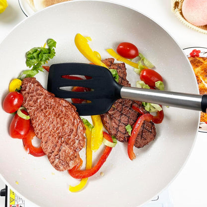 3Pcs Silicone Spatula Set Heat Resistant Spatulas for Nonstick Cookware Fish Turner Plastic Spatulas Rubber Wok Spatula, Long Large Spatula Silicone Cooking Use Kitchen Utensils Set4