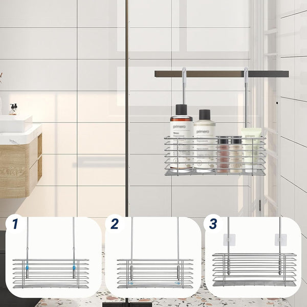 Hanging Shower Rack,Stainless Steel Hook on Hanging Storage Basket4