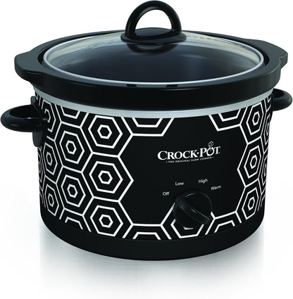 Crock-Pot 4.5 Quart round Portable Slow Cooker and Food Warmer, Black & White Pattern (SCR450-HX)1