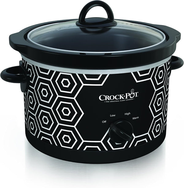 Crock-Pot 4.5 Quart round Portable Slow Cooker and Food Warmer, Black & White Pattern (SCR450-HX)1