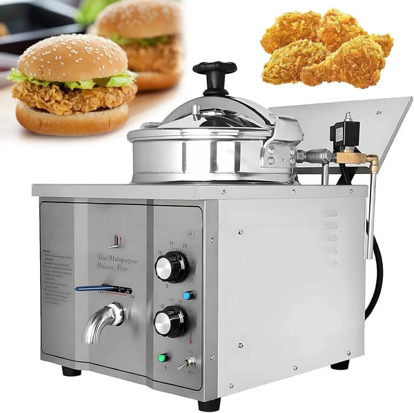 16L High Pressure Fried Chicken Stove Commercial Countertop Pressure Fryer 3000W Electric Pressure Cooker Stainless Steel Deep Fryer1