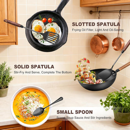 Titanium Spatula Set (3-Piece) – Metal Wok Spatula & Slotted Pancake Spatula, Food-Grade, High-Heat Safe, Non-Reactive, Dishwasher Safe Kitchen Utensils6