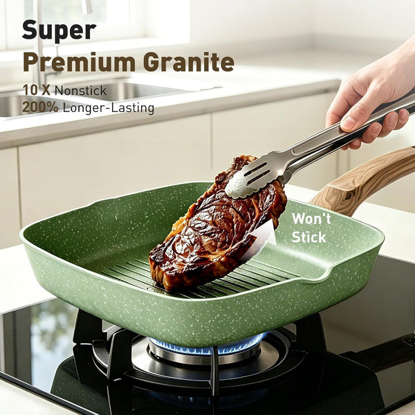 30 Piece Pots and Pans Set, Kitchen Cookware Sets Non Stick | Induction Compatible, PFOA & PFOS Free, Bakeware Sets with Baking Tray, Frying Pan and Saucepan, Green3