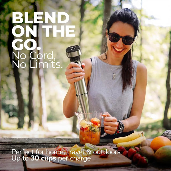 Cordless Immersion Blender Handheld with Rechargeable Battery | Effortless To-Go Blending, Portable Hand Blenders, Heavy-Duty, Adjustable Speed, for Smoothies, Soups, Puree or Baby Food2