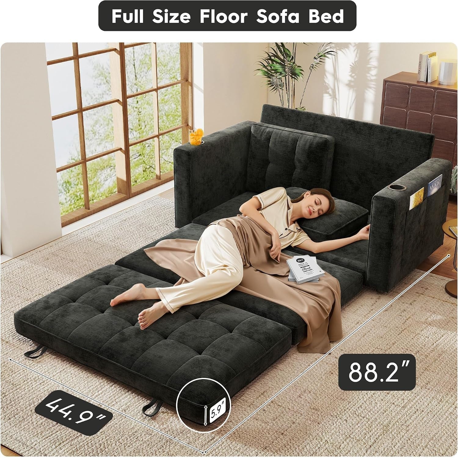 55-convertible-folding-sofa-bed-pull-out-couch-love-seat-sleeper-bed-small-fold-out-loveseat-sleeper-with-cup-holder-and-pillow-for-small-space-bedroom-lounge-dorm-living-roomblack-chenille