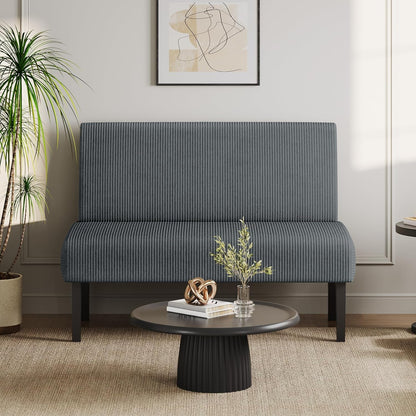 Small Loveseat Armless Sofa Chair with USB Ports, Dark Gray1