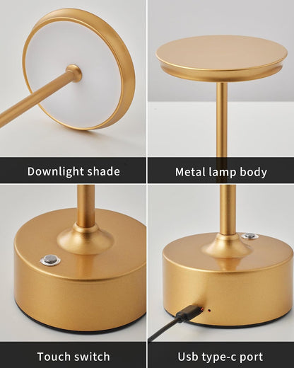Rechargeable Table Lamps Set of 2, Gold Cordless Portable Desk Lamp8
