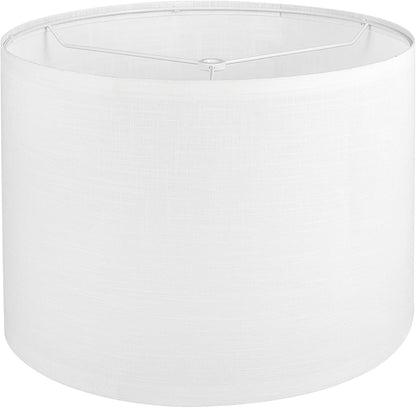 White Lamp Shade, Drum Lamp Shade for Table Lamps Floor Lamp, 13" Top X 13" Bottom X 10" High White Large Line Fabric Lamp Shade, Easy Assembly Replacement Lampshade1