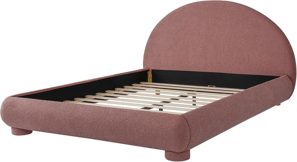 Boucle Upholstered Platform Bed with Arched Headboard, Queen, Red4