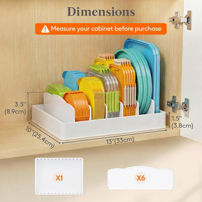 Kitchen Cabinet Organizer for Food Contanier Lid with 7 Sections3