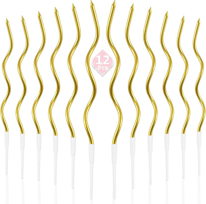 12-Count Gold Spiral Long Thin Metallic Birthday Candles, Cake Candles, Birthday Parties, Wedding Decorations, Party Candles7