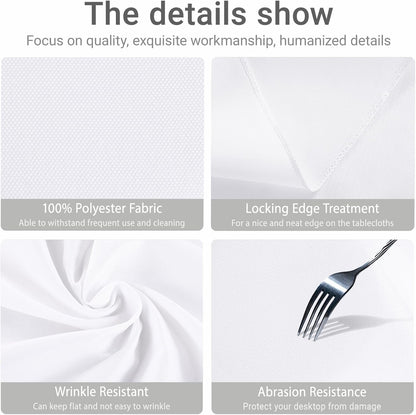 70 Inch round White Tablecloth Stain and Wrinkle Resistant Washable Polyester Table Cloth for Restaurant Hotel Wedding4