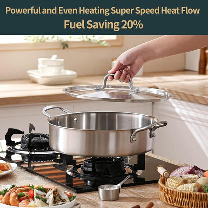 Saute Pan, 7 Quart Tri-Ply Stainless Steel Saute Pan, 12Inch Deep Frying Pan with Lid, Saute Skillet, Rondeau Pot with Lid Compatible with All Cooktops up to 600℉6