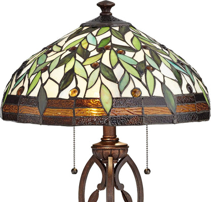 26" Tall Table Lamp Blossoming Leaf Tiffany-Style Cottage Glass6