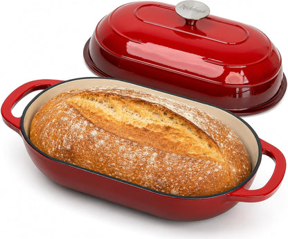 Enameled Cast Iron Bread Oven, Oval Sourdough Dutch Oven & Lid | High Dome Traps Steam for Better Rise & Crisp Crust; Oval Fit for Batards; 500°F Safe, Pfas-Free Enamel, Side Handles.1