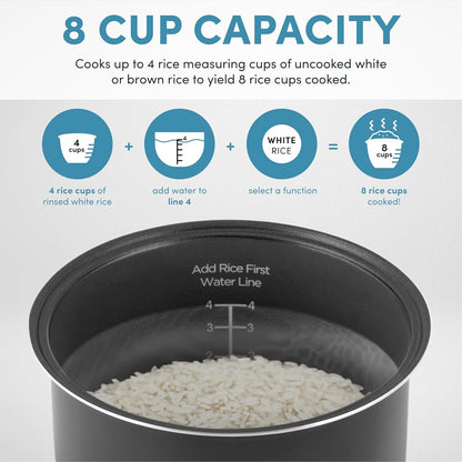 Digital Rice Cooker, 4-Cup (Uncooked) / 8-Cup (Cooked), 2 Qt, Steamer, Multicooker, Slow Cooker, Oatmeal Cooker, Auto Keep Warm, Stainless Steel Exterior5
